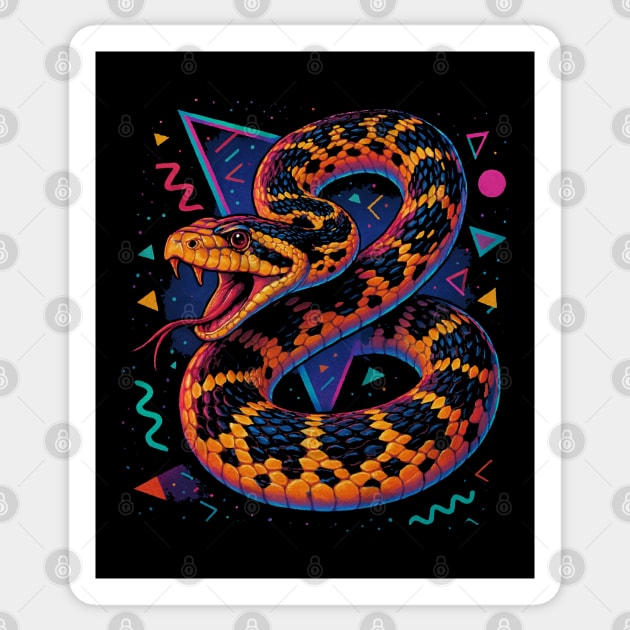 Retro Neon Albino Bull Snake Sticker by Reptiq's Store
